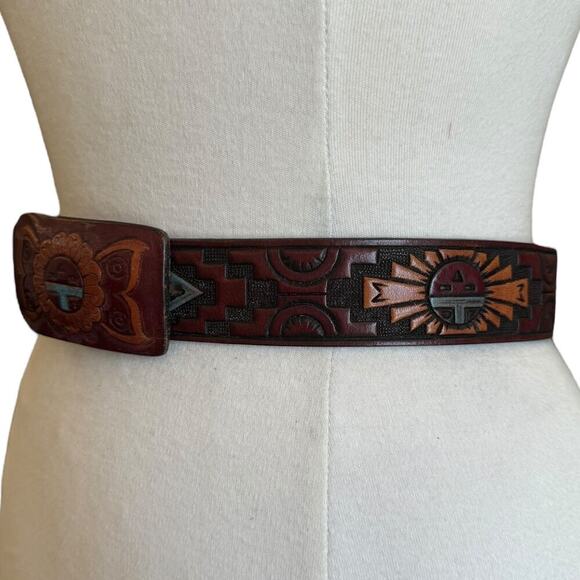 Chambers Southwestern/Aztec Style Leather Belt - Picture 2 of 8
